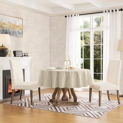 Veblandy Tablecloth Linen Textured Waterproof & Stain Resistant Table Cloth Wrinkle Free Decorative Fabric Farmhouse Table Cover for Dining/Party/Buffet/Wedding, 60 x 60 Inch, Beige