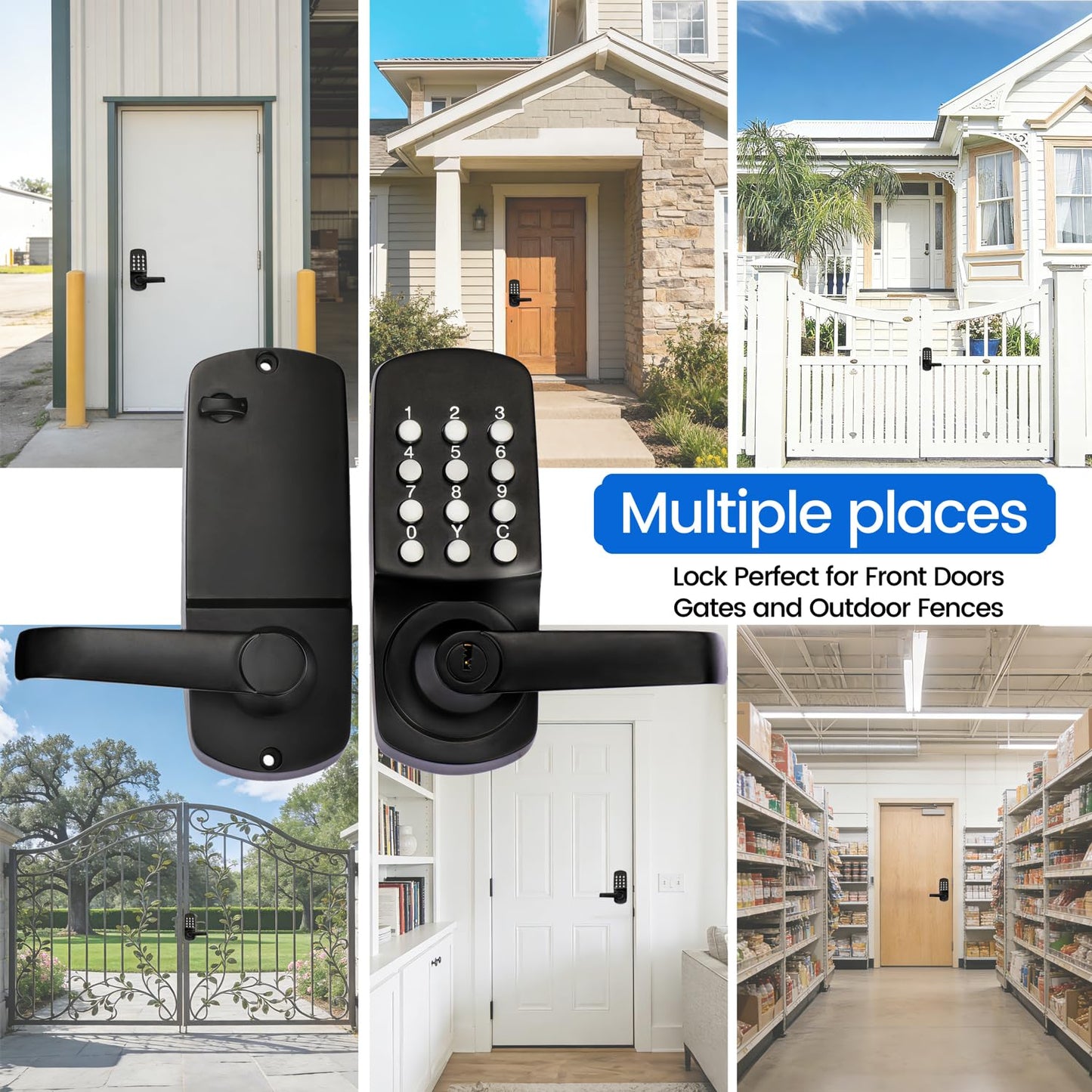 MUTEX Mechanical Keyless Lock w/Both Key & Keyless, Big Panel for Comfortable Key Press, Suitable for Home and Office, Super Durable - 100% Mechanical, All Metal, No Battery Needed