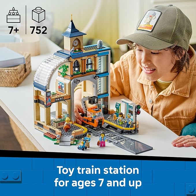LEGO City Central Train Station Building Toy - Multi-Level Pretend Play Set for Boys &amp Girls Ages 7+ - Building Blocks for Kids - Gift Idea for Birthdays - 60469