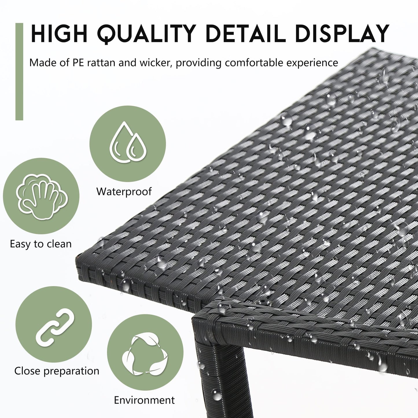 FDW Wicker Patio Furniture Outdoor Bistro Set, Rocking Chair, 3 Piece, Rattan Conversation Set for Backyard Porch Poolside Lawn with Coffee Table,Black