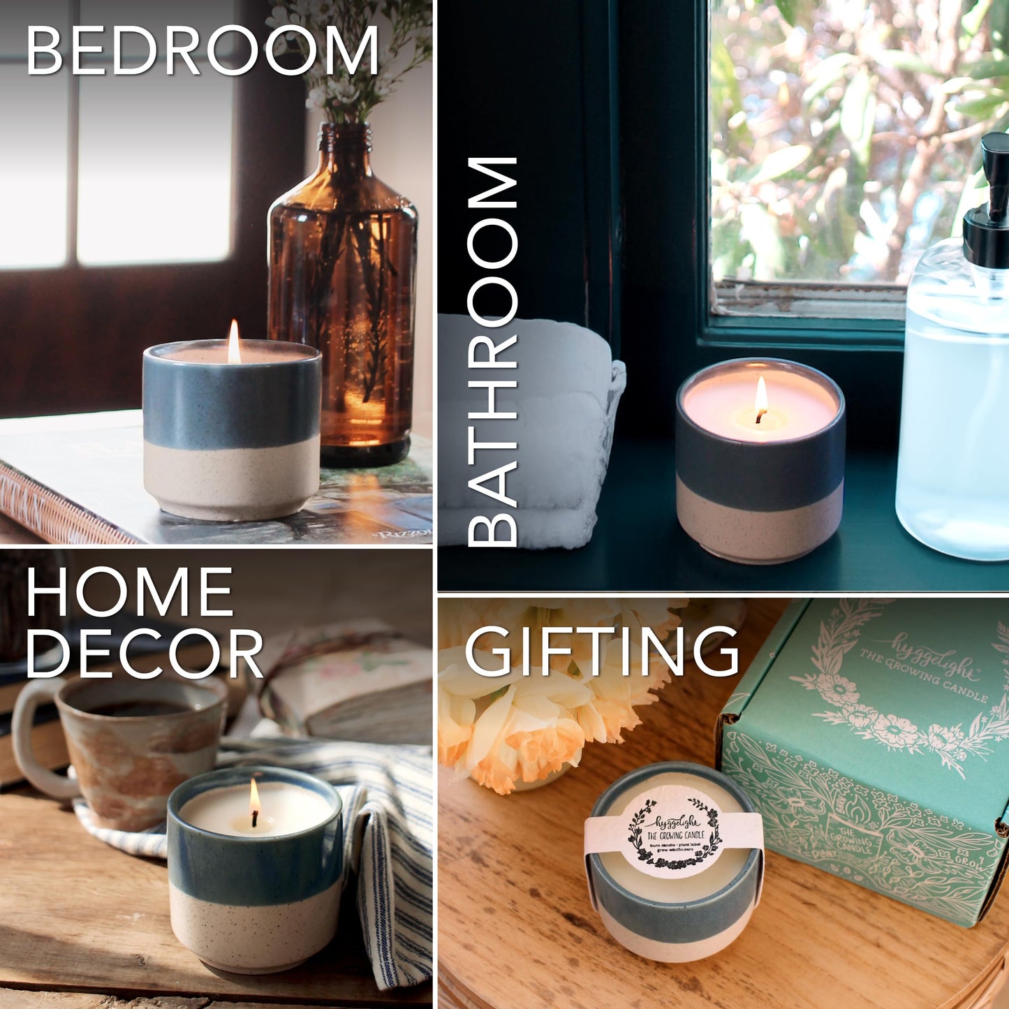 Hyggelight - The Growing Candle, Rosemary & Sage Scent, 8.5oz Ceramic Pot, Single Wick Aromatherapy Candles, 100% Soy for Women and Men, Willow