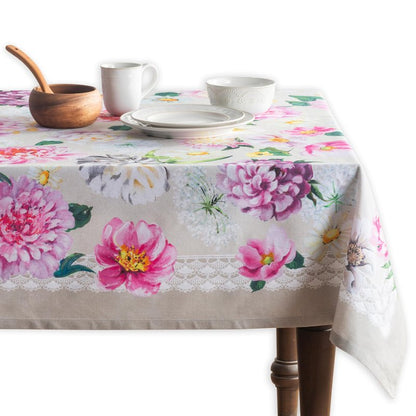 Maison d' Hermine Table Cloth Rectangle Table 100% Cotton 60 x 108 Inches Tablecloth Reusable Decorative for Dining Kitchen Room Farmhouse Home Gifts for Mothers Day Spring Summer - Pivoine