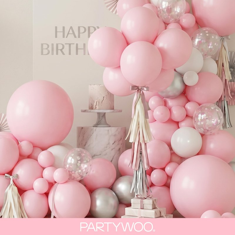 PartyWoo Baby Pink Balloons 155 pcs Different Sizes of 18 12 10 5 Inch Pastel Pale Light Pink Balloons Arch Kit Garland for Baby Shower Gender Reveal Birthday Princess Party Decorations Pink-Q05