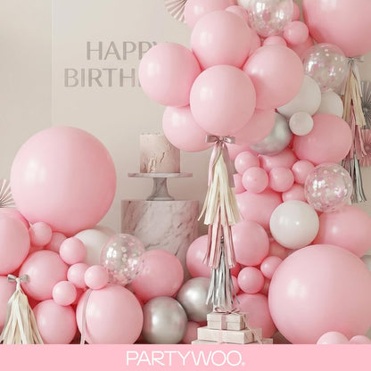 PartyWoo Baby Pink Balloons 155 pcs Different Sizes of 18 12 10 5 Inch Pastel Pale Light Pink Balloons Arch Kit Garland for Baby Shower Gender Reveal Birthday Princess Party Decorations Pink-Q05