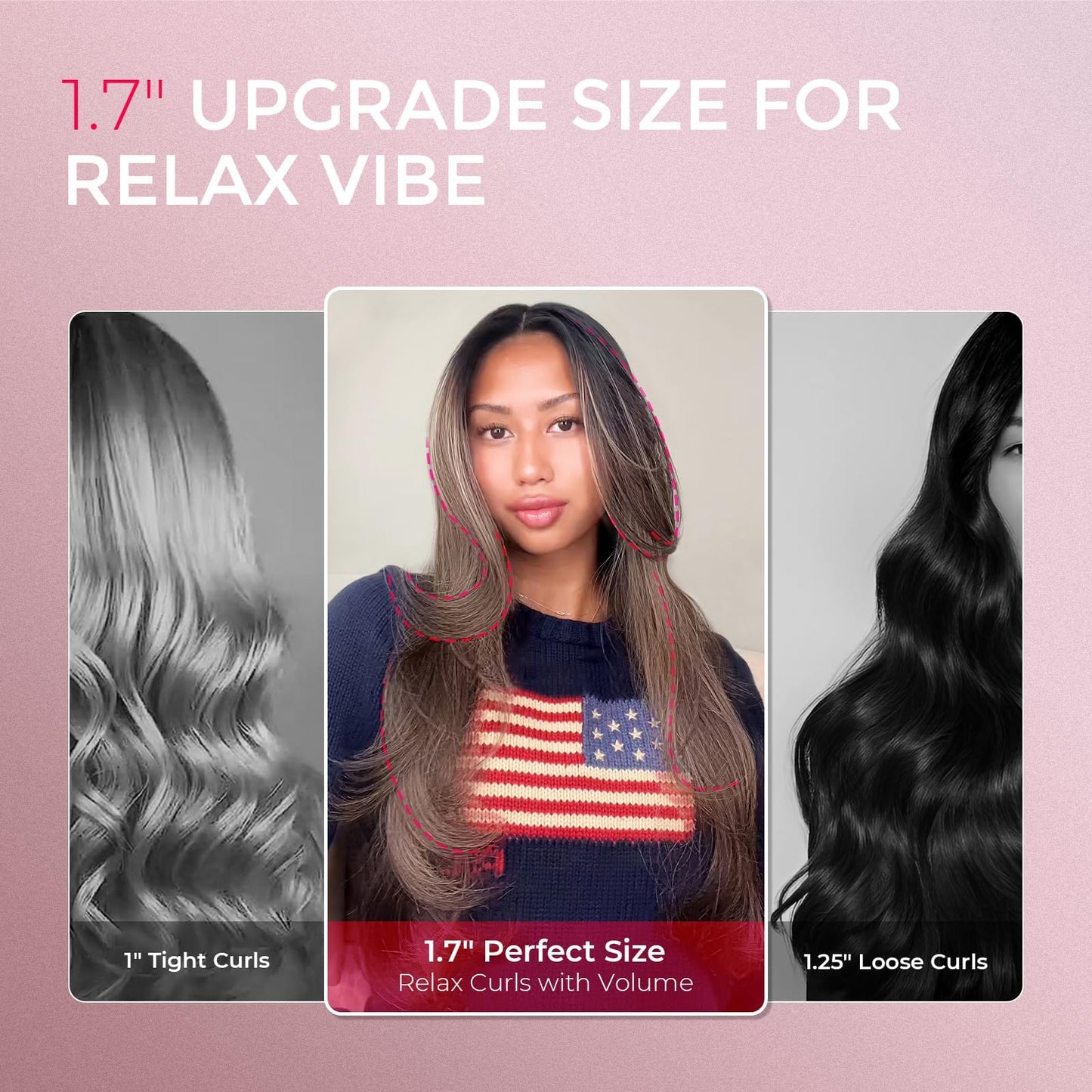 TYMO 2.0 Thermal Brush Curling Brush - STYLUX 1.7" Blowout Volumizer with Flexi-Fit for Hair Straightening, Heated Round Styler Tool, Hair Straightener and Curler 2 in 1, Dual Voltage & Light, Pink