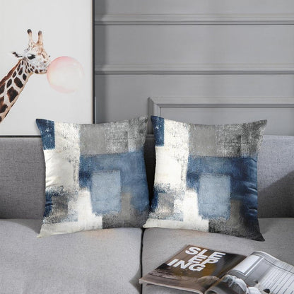 Taysta 2PC Lumbar Decor Throw Pillow Covers Blue and Grey Cushions Rectangle Design Abstract Art Painting Style Modern Contemporary Home Decorative Cushion Pillow Cases 18" x 18" Pillowcases