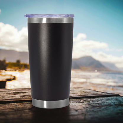 AEPDTD 20 oz Tumbler Coffee Travel Tumblers Bulk with Lid Stainless Steel Double Wall Vacuum Insulated Mug Powder Coated Cups fit Car Cupholder for Hot and Cold - Black, 4Pack