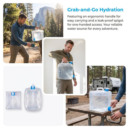 BEWBBAT 2 Pack Collapsible Water Container with Spigot 2.6 Gallon, Foldable Camping Water Storage Jug Portable Water Tank Canteen for Outdoor Hiking, Fishing, Emergency