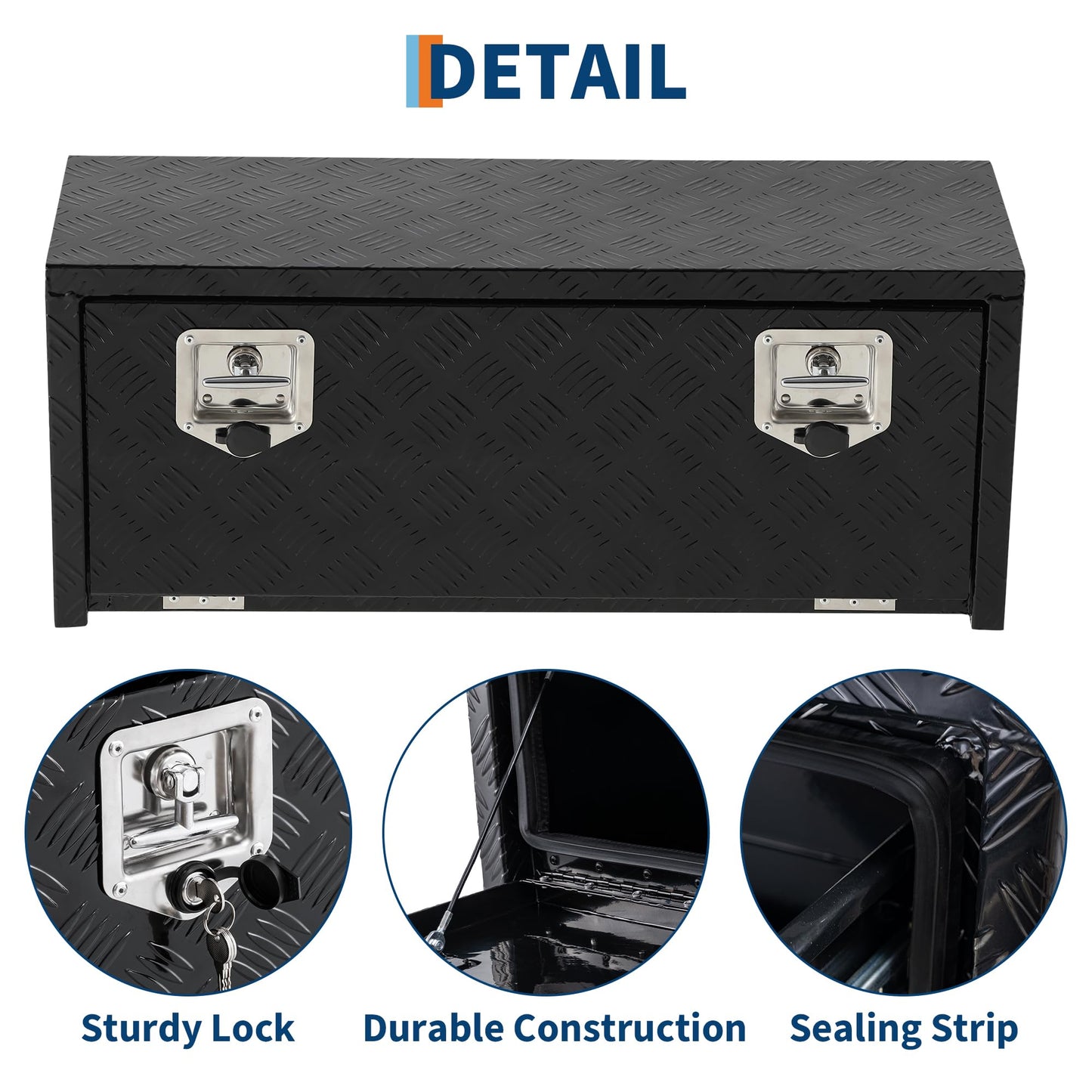 GarveeTech 30 Inch Underbody Truck Tool Box Aluminum for Pickup RV Toolbox Truck Bed Toolboxes Heavy Duty Waterproof Trailer Tool Box with Lock (Black, 36 x 18 x 18)