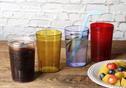 New Star Foodservice Restaurant-Grade Polycarbonate Beverage Tumblers, 8 oz, Blue, Set of 12