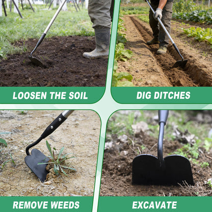 YEELOR Garden Hoe, Long Handle Hoe Garden Tool with Non-Slip Soft Grip, 56-Inch Stainless Steel Handle, Heavy Duty Hoe with Durable Blade, for Digging Loosening Weeding Planting