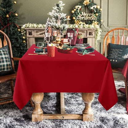 sancua Rectangle Tablecloth - 70 x 120 Inch - Stain and Wrinkle Resistant Washable Polyester Table Cloth, Decorative Fabric Table Cover for Dining Tables, Buffet Parties and Camping, Red