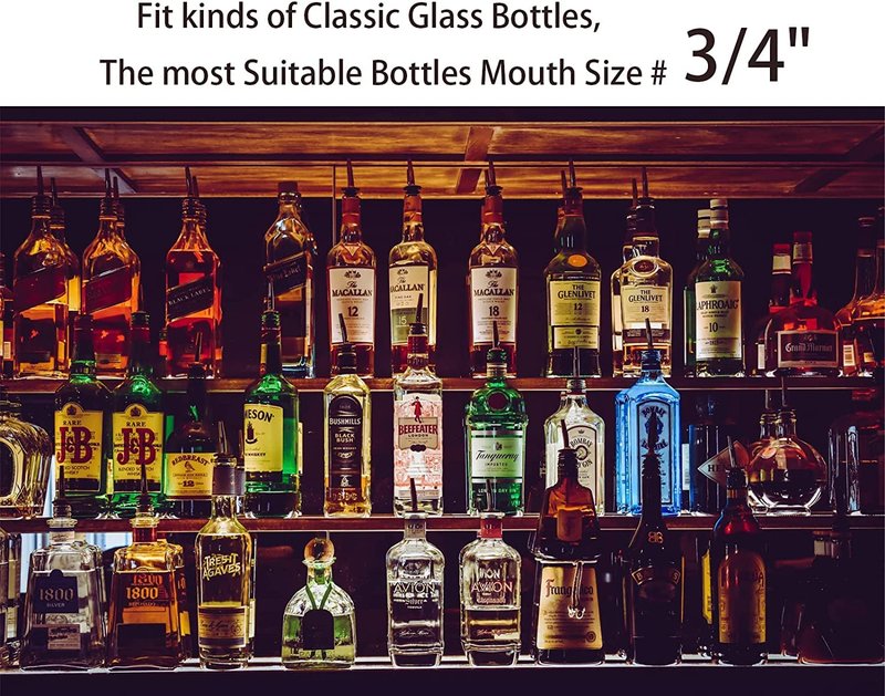 Pafusen 6 Pack Liquor Bottle Pourers, Liquor Pour Spout for Liquor Bottles, Stainless Steel Olive oil Dispenser Spout, Alcohol Pourer Spouts Dust Caps Covers Fixed, Gold