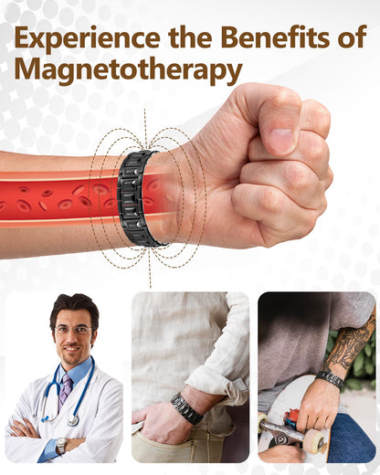 Feraco Copper Bracelet for Men 3X Strength,Magnetic Therapy Bracelet Copper Jewelry with Powerful 3800 Gauss Magnets,Cooper Bracelet for Man Black
