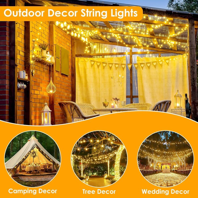 66Ft 200LED Fairy Lights Plug in with Remote, Waterproof String Lights Outdoor & Indoor 8 Modes with Timer, LED Twinkle Lights for Girl's Room Garden Patio Halloween Christmas Decorations (Warm White)