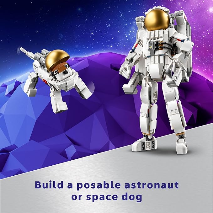 LEGO Creator 3 in 1 Space Astronaut Toy Building Set Transforms from Astronaut Figure to Dog to Viper Jet Space-Themed Gift Idea for Boys and Girls Ages 9 Years Old and Up 31152