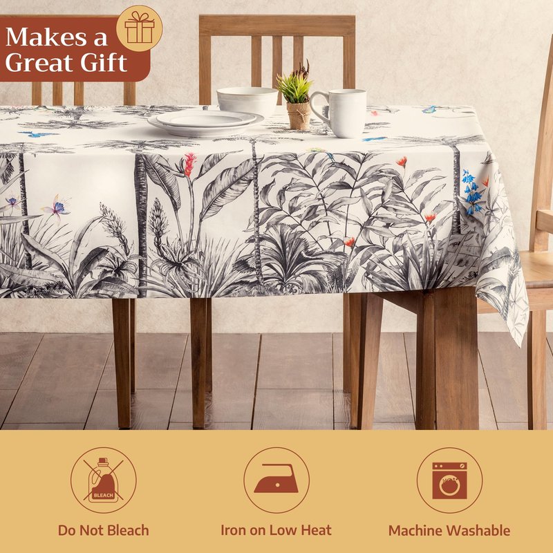 Maison d' Hermine Table Cloth Rectangle Table 100% Cotton 54 x 72 Inches Fall Tablecloth Reusable Everyday Use for Thanksgiving Christmas Decorations Dining Farmhouse Party (Amazonia)