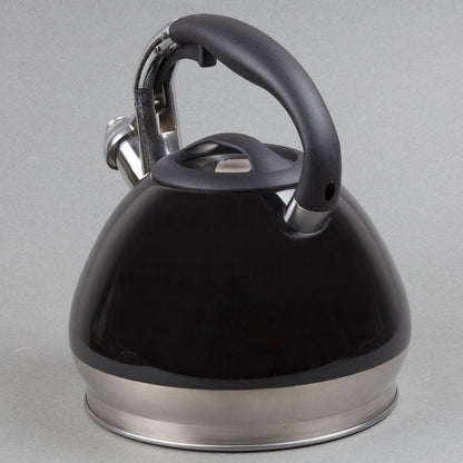 Creative Home 3.5 Quart Whistling Tea Kettle for Stovetop, Food Grade Stainless Steel Tea pot, Fast Boiling Water, Ergonomic Handle, for Gas & Induction, Black