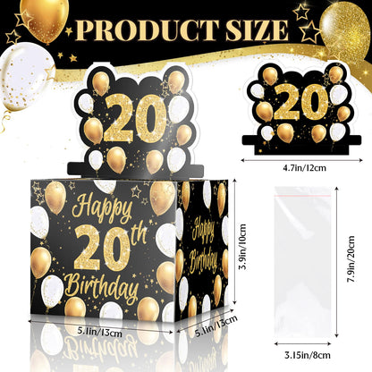 Linelglobal 20th Birthday Cash Gifts, Money Surprise Gift Box with Pull Out Card for Boys Girls
