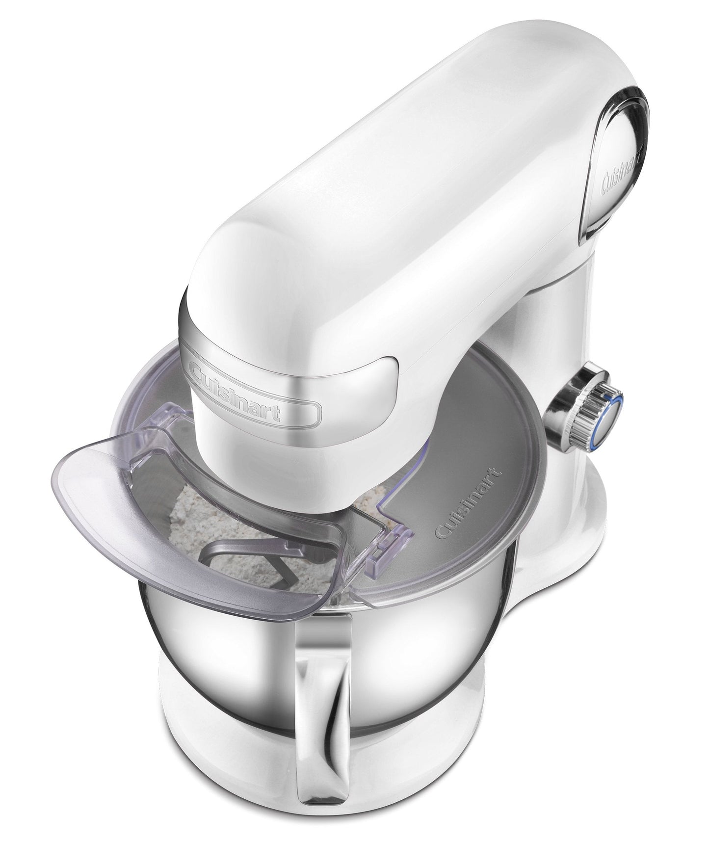 Cuisinart Stand Mixer, 12 Speed, 5.5 Quart Stainless Steel Bowl, Chef’s Whisk, Mixing Paddle, Dough Hook, Splash Guard w/ Pour Spout, White Linen, SM-50NAS, Manual
