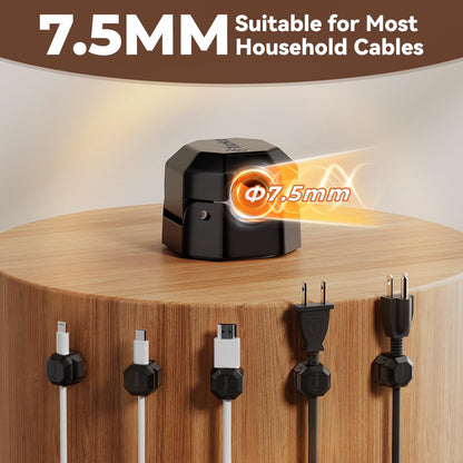 12 Pack Rotatable Cable Clips,Spring Cord Organizer Desk Cable Management Cord Holder Adhesive Phone Charger Cord Clips for Home Office Car Wall Nightstand Accessories Black