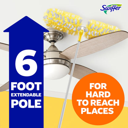 Swiffer Duster Kit with 6 ft Super Extendable Handle, Heavy Duty Starter Kit with 8 Refills