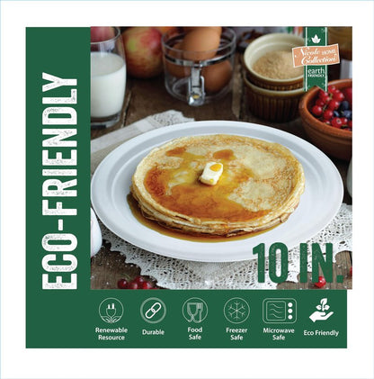 Nicole Home Collection 100% Compostable Heavy Duty 10" Disposable Paper Plates Bagasse Biodegradable Eco-Friendly Natural Sugarcane 100 Count