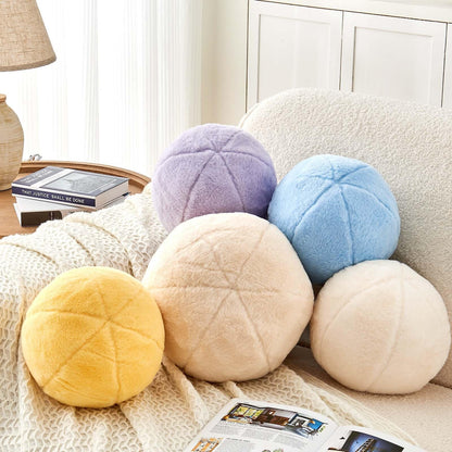 Uvvyui Beige Ball Pillow, 8" Cute Mini Round Throw Pillow Faux Rabbit Fur Room Decorative Throw Pillow, Ball Shaped Pillow Plush Cushion for Couch, Sofa, Bedroom