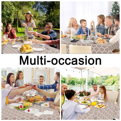 Smiry Rectangle Table Cloth, Waterproof Vinyl Tablecloths with Flannel Backing for Rectangle Tables, Wipeable Spillproof Plastic Tablecloth for Dining, Camping, Indoor and Outdoor (60"x84", Khaki)