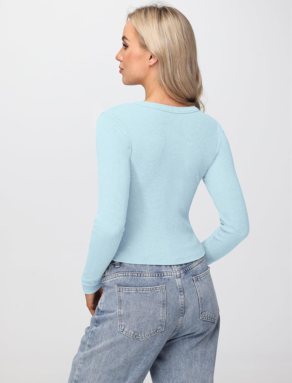 Womens Long Sleeve Tops Fall Lightweight Cardigan Cropped Going Out Shirts Ribbed Button Down Cute Trendy 2025