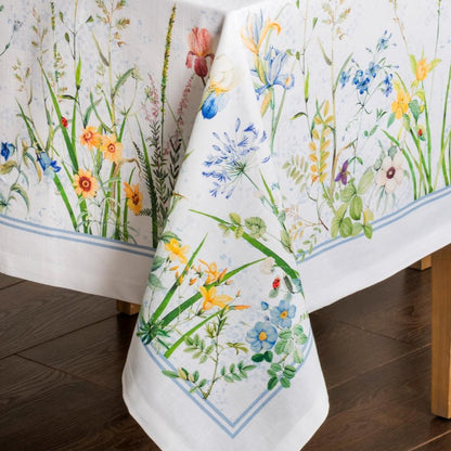 Maison d' Hermine Table Cloth Rectangle Table 100% Cotton 60 x 120 Inches Tablecloth Reusable Decorative for Dining Kitchen Room Farmhouse Home Gifts for Mothers Day Spring Summer - Fleurs De Mai