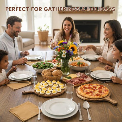 HANSGO Deviled Egg Platter, Wooden Round Deviled Egg Charcuterie Board Tray Holder Carrier with 24 Holes for Kitchen Countertops