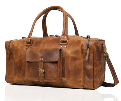 Leather Duffel Bag for Men and Women, Full Grain Travel Duffel Bag, Sports Duffel Bag Men, Overnight Weekender Bag Carry on Cabin Bag Luggage Bag Handmade Leather Duffle 24 inches