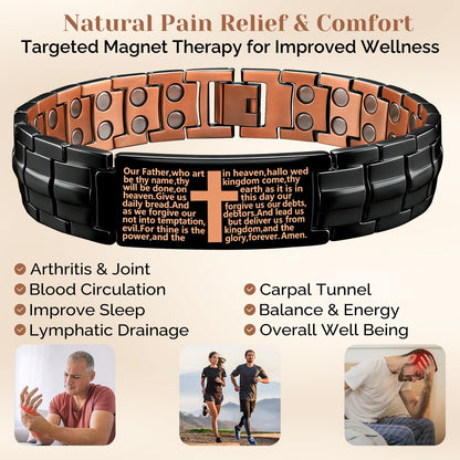 JEROOT Men's 99.99% Pure Copper Magnetic Bracelet, 3500 Gauss Magnets Adjustable with Sizing Tool