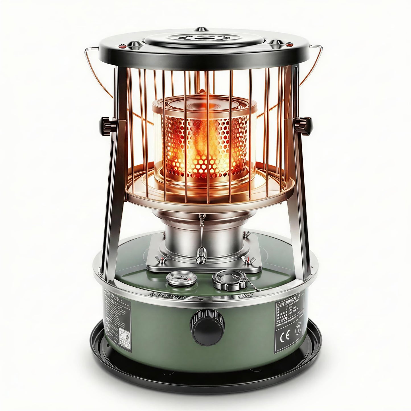 Portable Kerosene Heater, 2.6KW Radiant Space Heater Adjustable Height Non Electric Oil Heating with 5.2L Tank Funnel, for Indoor Garage Camping Tent Emergency