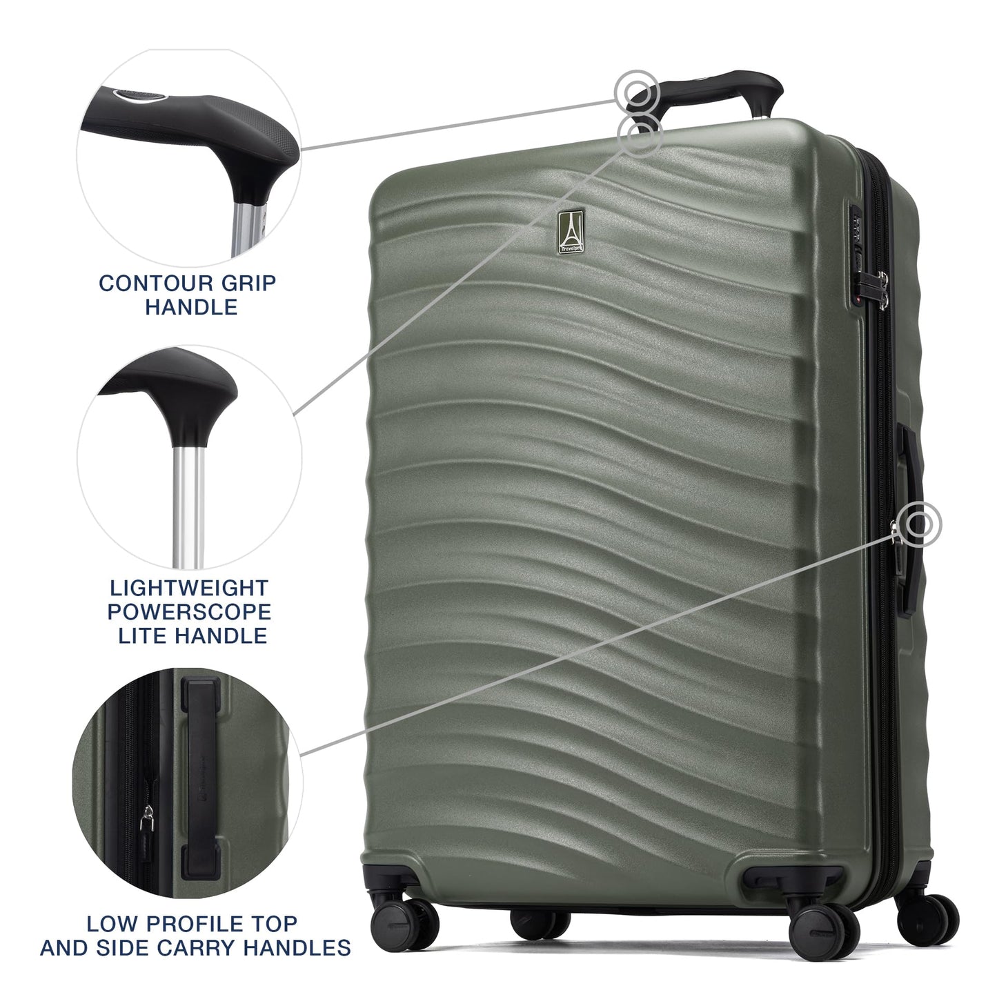 Travelpro Maxlite Air V2 Hardside Expandable Checked Luggage, 8 Spinner Wheels, Lightweight Hard Shell Suitcase, TSA lock, Slate Green, Checked Large 28-Inch