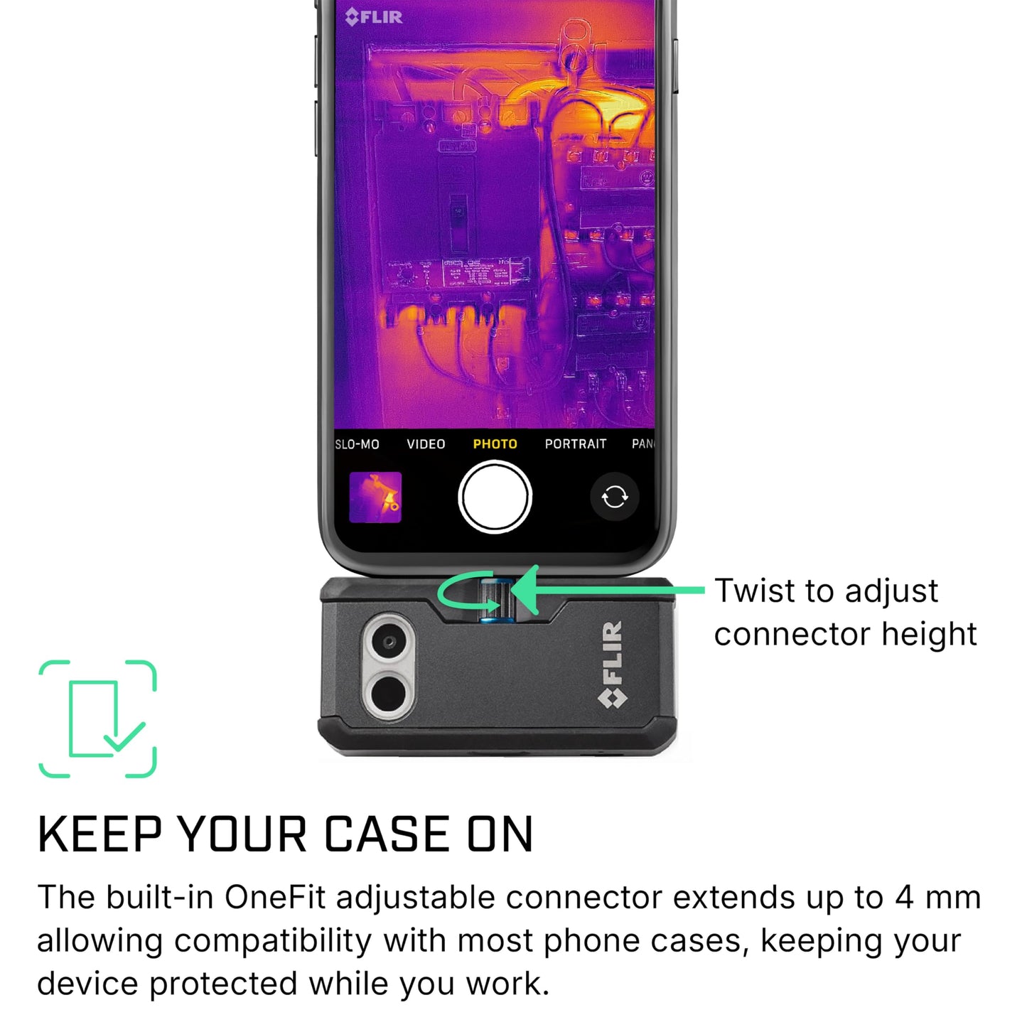 Flir One Pro - Thermal Imaging Camera for iOS Smartphones (iPhone 15 and Newer w/USB-C), 480x360 Super Resolution (160x120 Native IR)