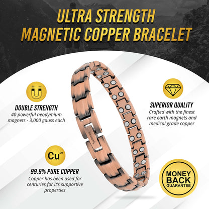 MagnetRX Pure Copper Bracelets for Women – Ultra Strength Magnetic Copper Bracelet for Women – Adjustable Length with Included Sizing Tool (Classic Style)