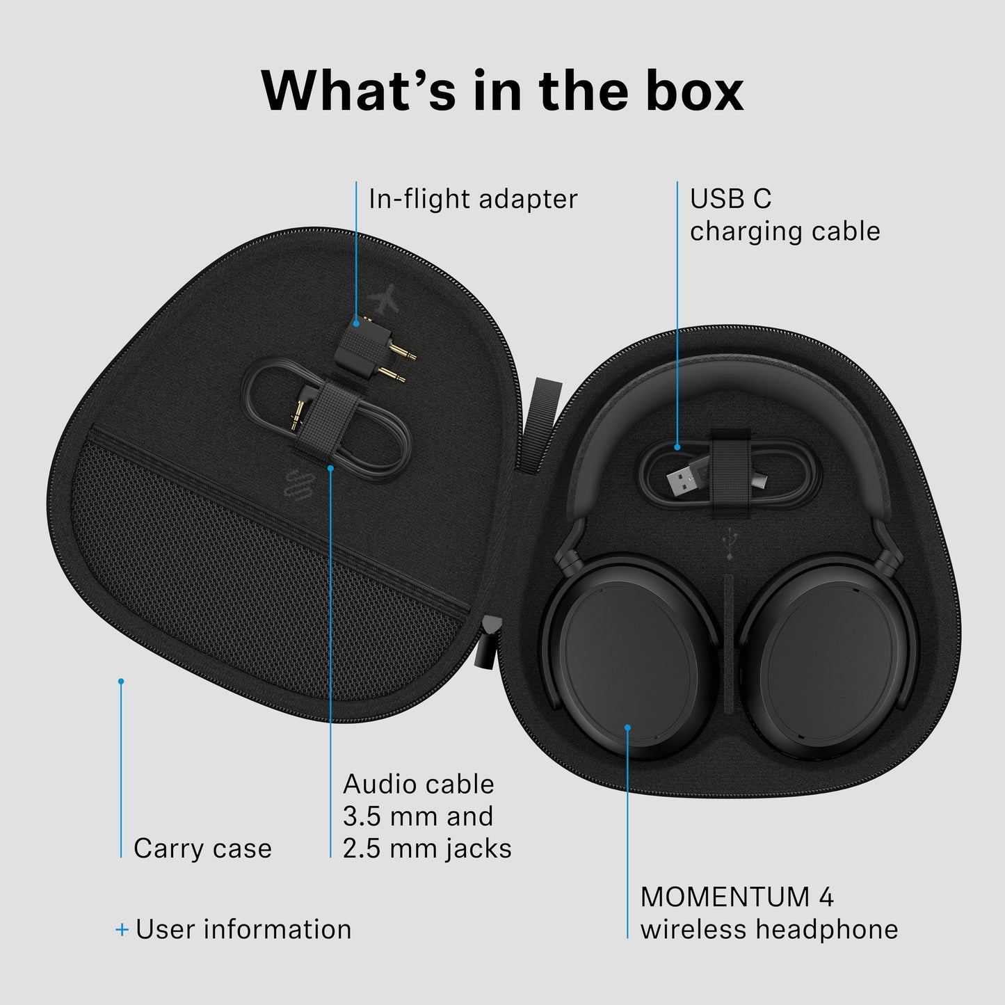 Sennheiser MOMENTUM 4 Wireless Noise Cancelling Headphones - Bluetooth Headset for Crystal-Clear Calls, Adaptive Noise Cancellation, Over-Ear Headphones, 60h Battery Life, Folding Design, Black/Copper