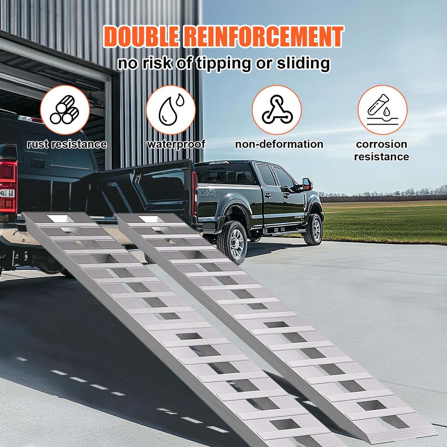 Loezora 84"x14" Aluminum Loading Ramps 6000 lbs Heavy Duty – 2 PCS Extra Long 7ft Trailer Ramps with Beavertail Hook & Anti-Slip Surface for Low Cars, Tractors, Trucks, ATV, UTV, Motorcycle