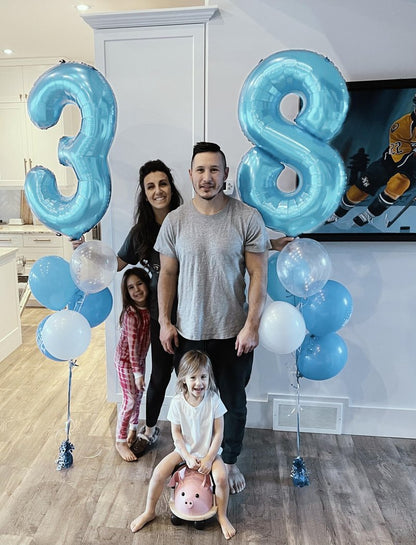 Pearlescent Blue Number 15 Balloon 40 inch, 15 Number Balloons, 15th Birthday Decorations for Girls Boys, 15 Year Old Pearlescent Blue Party Supplies