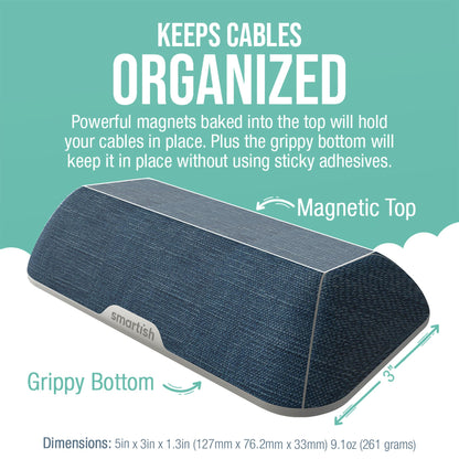 Smartish® Magnetic Cord Holder - Cable Wrangler Organizer with Magnet Clips for Charger Management on Desktop, Nightstand, or Side Table for All Cables, USB-C, Lightning Cables - Lightly Toasted Beige