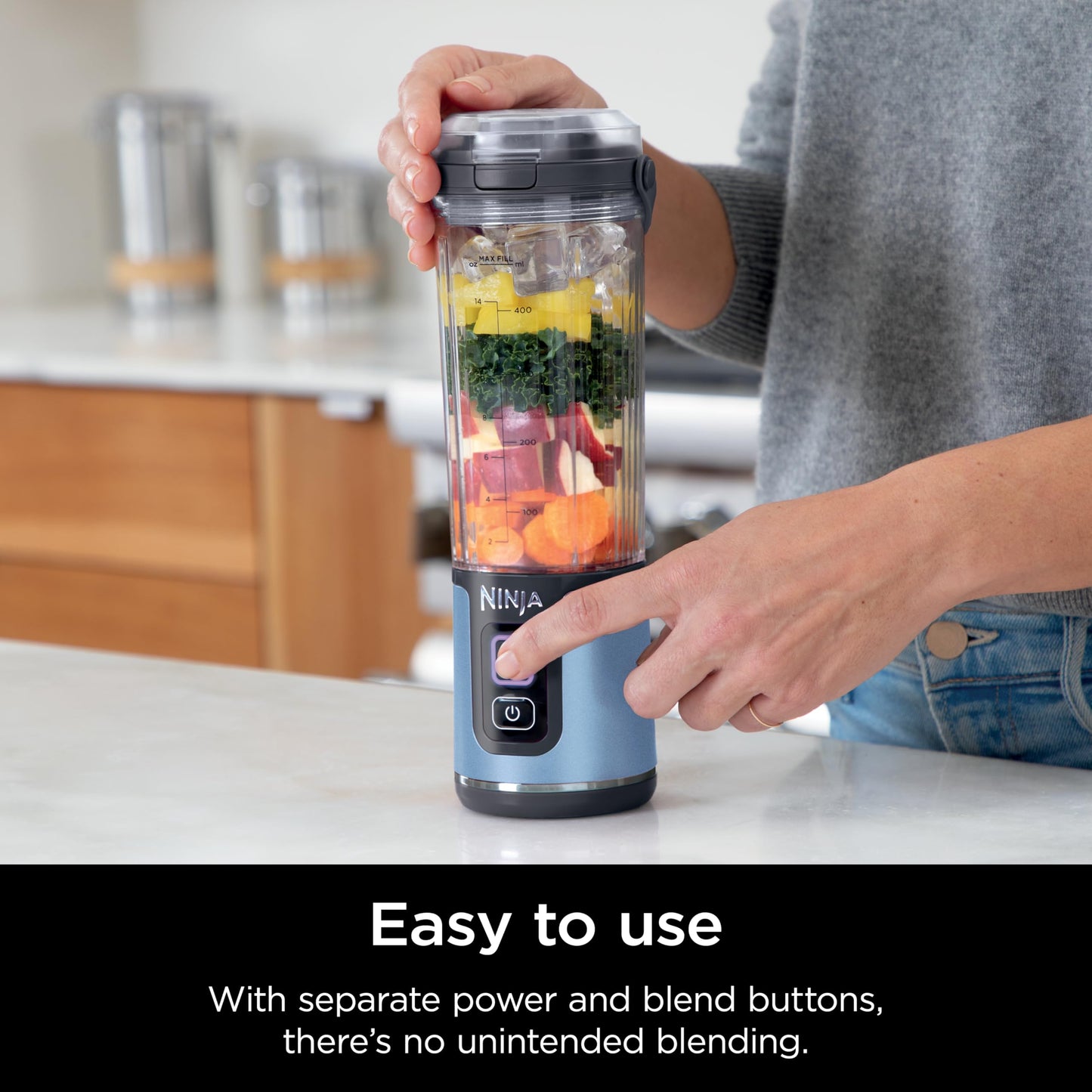 Ninja BC151BK Blast Portable Blender, Cordless, 18oz. Vessel, Personal Blender-for Shakes & Smoothies, BPA Free, Leakproof-Lid & Sip Spout, USB-C Rechargeable, Dishwasher Safe Parts, Black