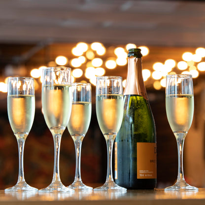 TRUE Stemmed Champagne Flutes, Elegant Clear Champagne Glasses Gift Set, Perfect for Prosecco, Sparkling Rose, Mocktails, Home Bar, Housewarming Party, Wedding Gifts, 5.75 oz, Set of 6