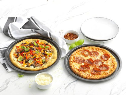 GoodCook Personal Pizza Pans - 10-Inch Nonstick Scratch-Resistant Steel | Set of 2, Gray