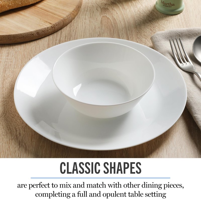 Martha Stewart Opalton 6-Piece 6-Inch Soup and Cereal Bowls – Lightweight, Chip and Break Resistant Opal Glass Bowls for Everyday Use