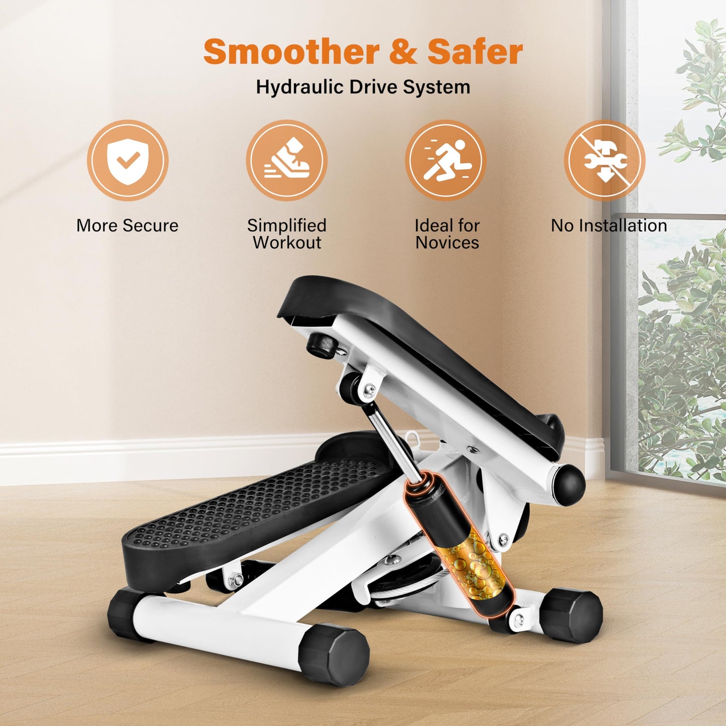YSSOA Mini Stair Steppers, Steppers for Exercise at Home, Mini Stepper with Resistance Bands, Cardio Stepping Machine with LCD Monitor, Twist Workout Equipment for Full Body Exercise