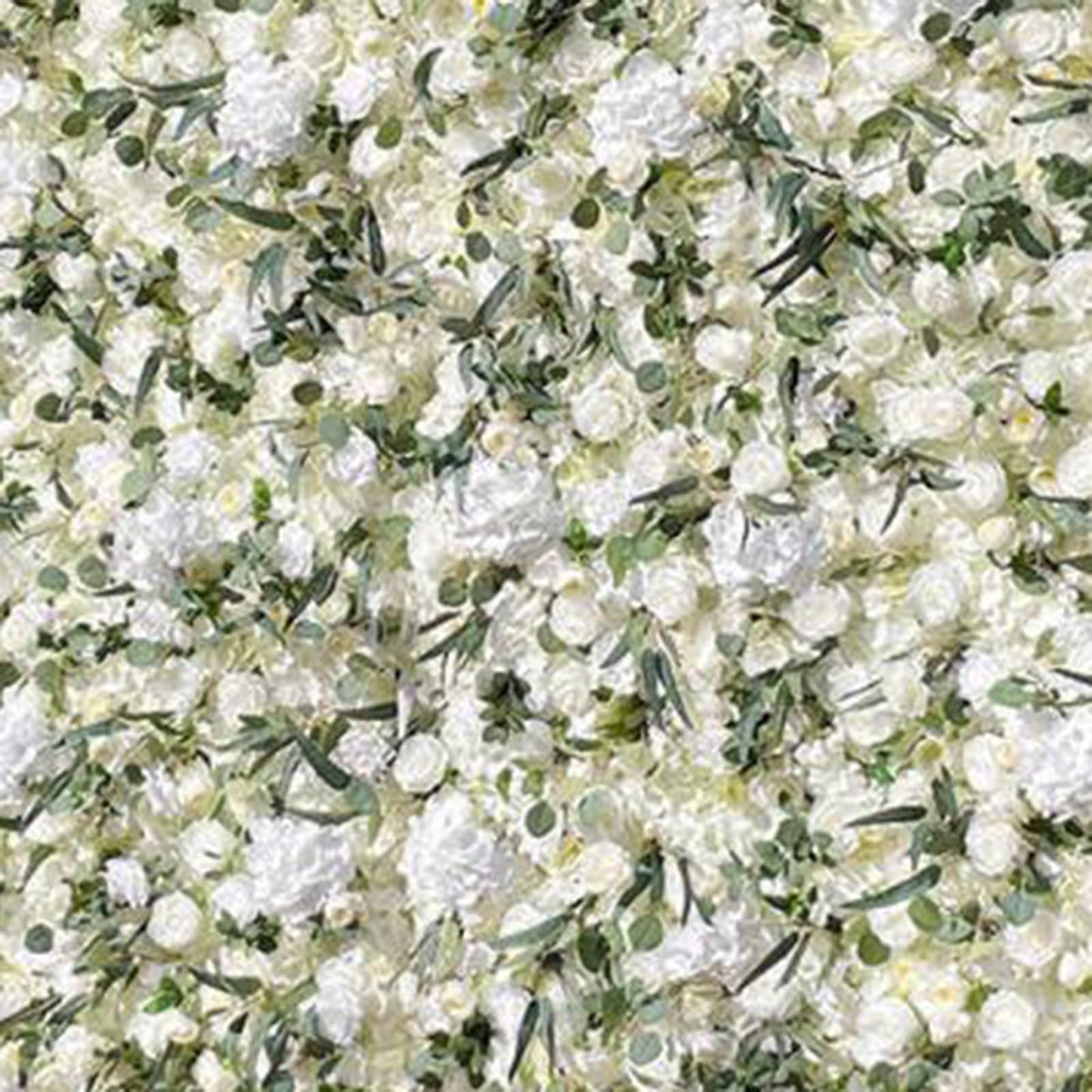 JIIPOREGJ Handmade Romantic Eucalyptus and White Flowers Wall Large Artificial Flower Wall Backdrop Panels,Rose Wedding Backdrop 3D Floral Wall Fabric Flower Wall for Pa,One Color,2m*2m/6.56 * 6.56FT