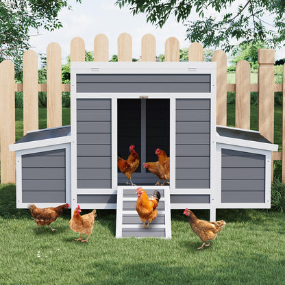 GarveeTech Small Chicken Coop Wooden, Chicken Hutch for 4-6 Chickens with 2 Nesting Boxes, Waterproof Roof, No-Slip Ramp & Pull-Out Tray, Rabbit Hutch Outdoor, Bunny Cage Indoor (54"l x 34"w x 34"h)