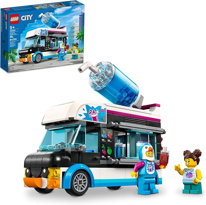 LEGO City Penguin Slushy Van Building Toy - Featuring a Truck and Costumed Minifigure Great Gift Idea for Boys and Girls Truck Toy for Kids Ages 5 and Up 60384